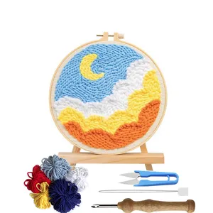 New DIY Creative Embroidery Craft Fabric Punch Needle Starter Kit with Hoop