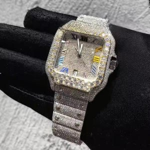 <b>Mens</b> Prestige Executive Luxury Fashion Quartz Watch Square Alloy Case 5mm Moissanite Diamonds High Precision Business Timepiece - Product Image 1