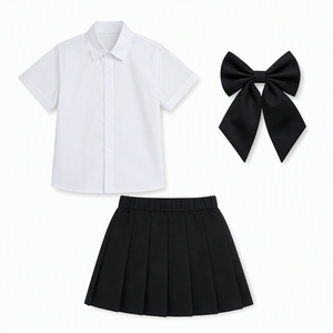 Uniforme Escolar JK para Niñas al por Mayor, Conjunto <span class=keywords><strong>de</strong></span> 3 Piezas, Camisa <span class=keywords><strong>de</strong></span> Manga Corta, Falda Plisada, Corbata <span class=keywords><strong>de</strong></span> Lazo, Estilo Preppy, Atuendo Académico Oscuro para Niñas, OEM - Product Image 2