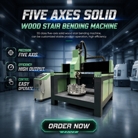 Machine CNC 5 axes pour le travail du bois, rampe d'escalier en bois massif 360° °   Centre d'usinage CNC à double broche de table rotative
