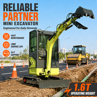 Mini-excavatrice diesel de 1,6 tonne la plus vendue pour travaux de terrassement, petite pelle sur chenilles pour l'agriculture et les vergers