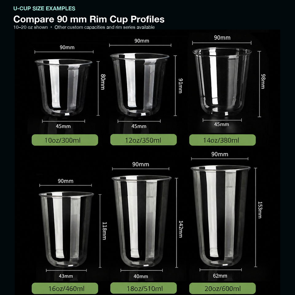 16oz PET U-shaped Cups with Black Sip Lids for Cold Brew Custom Printed ...