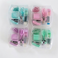 Ensemble de mini-agrafeuses, organiseur de papeterie de bureau, kit de fournitures de bureau miniatures couleur macaron pour l'école et le bureau