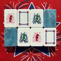 Ubin Mahjong Akrilik Bertema Patriotik AS untuk Perayaan Ulang Tahun ke-250, 160 buah, Merah Putih Biru, Mahjong Amerika untuk Pesta & Hadiah 4 Juli
