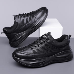 Chaussures montantes pour hommes et femmes Baskets décontractées noires à semelle épaisse Chaussures de marche confortables Chaussures plates-formes à la mode - Product Image 4