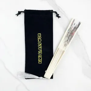 großhandel individuelles logo satin taschen wimpern satin haarverlängerungstasche mit quaste quaste kordelzug samte taschen