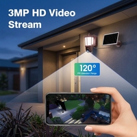 Caméra de cour extérieure solaire LED IP67 personnalisable avec grande fonction IA, vision nocturne HD, surveillance sans fil WiFi à distance