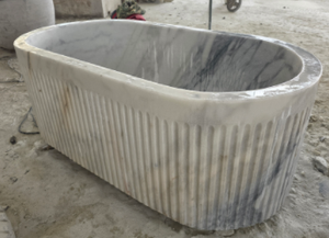 Luxury Custom-made Modern Oval Bathtubs Exclusive Arabescato Normal Marble Freestanding Soaking Bathroom Vila Hotel - Product Image 6