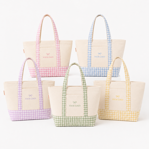 Bolso <span class=keywords><strong>de</strong></span> Hombro <span class=keywords><strong>de</strong></span> Lona a Cuadros <span class=keywords><strong>de</strong></span> Moda, con Logotipo Personalizado, Resistente, Grande, con Bolsillo Frontal para Uso Diario - Product Image 1