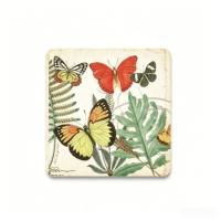 Sous-verre carré en céramique écologique à motif papillon personnalisé, résistant à la chaleur, antidérapant, imprimé UV, protection de table pour la maison et la cuisine