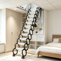 Échelle de grenier électrique escamotable avec télécommande, hauteur maximale 3,2 m, en acier au carbone, escalier dissimulé monté au plafond