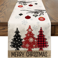 Vente en gros Chemin de table rectangulaire personnalisé en coton et lin, cadeau d'hiver avec impression décorative tissée, tapis de table de Noël de style simple