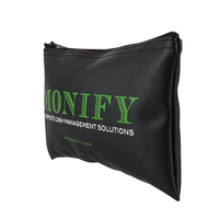 Logo personnalisé 14x28cm Noir PU Cuir Banque Pochettes à fermeture éclair pour Coin Cash Sacs