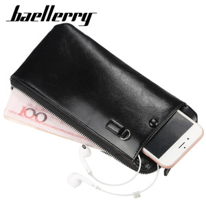 Baellerry <b>Men's</b> Long <b>Wallet</b> PU Leather Zippered Multi Card Slot Slim <b>Wallet</b> <b>For</b> Phone And Cash Daily Use - Product Image 1