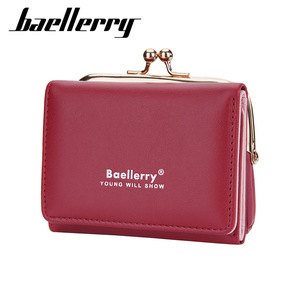 กระเป๋าสตางค์สั้นผู้หญิง Baellerry สีแดง กระเป๋าใส่เหรียญแบบพับสามตอน แฟชั่นสำหรับใช้ในชีวิตประจำวัน - Product Image 1