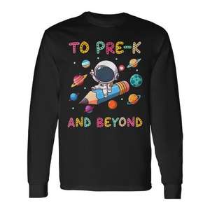 Camiseta de manga larga con diseño de astronauta espacial para el primer día de la escuela, para niños de preescolar en adelante - Product Image 1