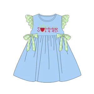 Платье для девочек с вышивкой на заказ, высококачественное дизайнерское платье для девочек с оборками и узором