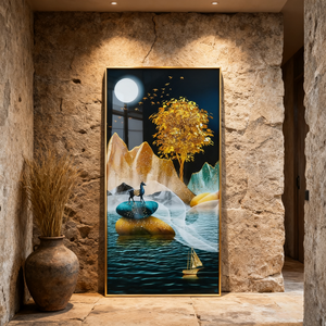 <span class=keywords><strong>Quadro</strong></span> in Porcellana Cristallina con LED per Arredamento Casa, Stampa HD Personalizzata, Scena Notturna Astratta con <span class=keywords><strong>Cervo</strong></span>, per Soggiorno - Product Image 4