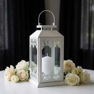 Farol de Metal Blanco de Diseño para Decoración de Hogar y Eventos de Boda, Venta al Por Mayor - Product Image 1