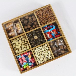 Caja de dulces de bambú con múltiples compartimentos y tapa acrílica para almacenamiento y protección contra el polvo, organizador rectangular de escritorio - Product Image 5