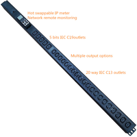 PDU monophasé triphasé vertical 32A longueur personnalisée 25 ports IEC C13 C19 prises ethernet pdu