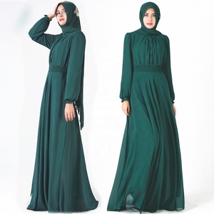 green emerald velvet dress Middle East Dubai Muslim women's autumn and winter thick flannelette c   PRINGBUD ISLAMIC CLOTHING