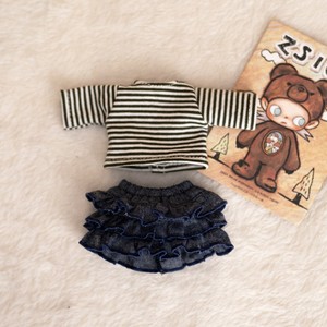 Vêtements pour poupées, accessoires, T-shirt rayé + jupe, ensemble pour poupée de 20 cm, 1/8, accessoires vestimentaires pour poupées - Product Image 3