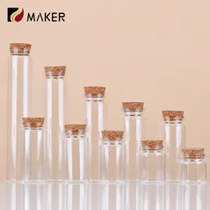 20ml 30ml 40ml 50ml 70ml 125ml 180ml Factory Price Glass Candy Vials Clear Glass Test Medical Wishing Tube Bottle With Cork