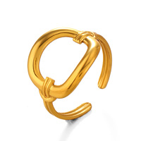 Cincin Persegi Geometris Minimalis Gaya Eropa dan Amerika untuk Wanita, Temperamen Liar, Baja Tahan Karat Berlapis Vakum