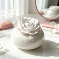 Coffret Cadeau de Luxe : Diffuseur d'Huiles Essentielles en Céramique, Bouteille en Porcelaine Faite Main, Fleur Parfumée, Pierre Aromatique, Parfum d'Ambiance pour la Maison