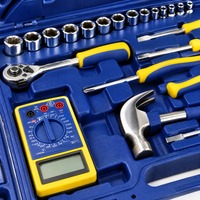 Coffret d'outils de réparation pour électricien et télécommunications Great Wall 62 pièces, multimètre numérique, étui rigide, outils à main en acier au carbone, alimenté par batterie