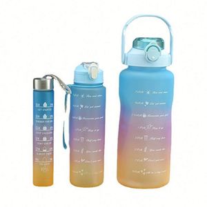 Juego de 3 Botellas de Agua Deportivas, de Gran Capacidad, Ecológicas, Aptas para Lavavajillas, Portátiles, con Pajita Motivacional, para Camping, Unisex - Product Image 6