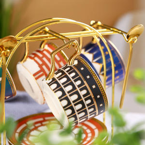 Ensemble de tasses à <span class=keywords><strong>café</strong></span> et à thé en porcelaine de style européen de luxe moderne Soucoupe exquise Capacité de 250ml écologique-Ventes directes d'usine - Product Image 5