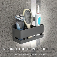 Organisateur de salle de bain, support rectangulaire pour brosses à dents, accessoires de rangement sans perçage, support de rangement pour rasoir et peigne pour lavabo