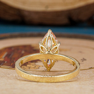 Anillo de Compromiso Clásico de Oro Sólido de 14K con Diamante de Corte Marquesa Cultivado en Laboratorio, Anillo de Boda de Lujo, Certificado IGI, Regalo de Aniversario - Product Image 5