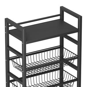 Chariot à micro-ondes en métal à 3/4/5 niveaux avec paniers amovibles, roues verrouillables et poignée pour la <span class=keywords><strong>cuisine</strong></span>, le salon, le bureau - Product Image 3