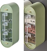 Moderne hangende plastic wandgemonteerde 3-laags kruidenrek lade organizer keuken kruidenbox opbergdoos
