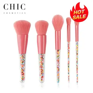 2024 New Colorful Sprinkle Cute Candy Pink Cosmetic Synthetic Beauty Make Up Brush Set Best Quality Makeup & Tools Custom Logo