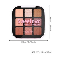 Palette de fards à paupières nacrés imperméables et anti-bavures à marque privée, palette de neuf couleurs pour la vente en gros