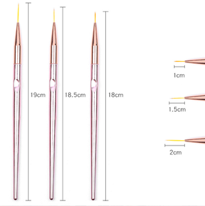 Pinceau à ongles en métal rose 7/9/11/15/20 mm pour dessin fin, rayures françaises, fleurs, peinture, stylo de manucure - Product Image 3