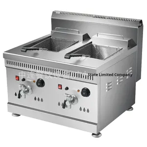 SURRI çift tanklar paslanmaz çelik masaüstü ticari gaz fritöz 18L + 18L - Product Image 1