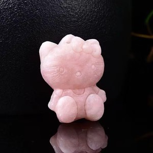 Carino piccolo ciondolo gattino naturale rosa cristallo di quarzo di alta qualità per la vendita - Product Image 2