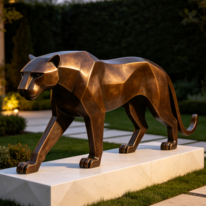 <span class=keywords><strong>Statue</strong></span> décorative en bronze Jaguar, décoration de jardin et de maison, taille réelle, bronze, laiton, métal, léopard doré - Product Image 3