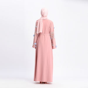 Della signora solido nero Aperto Abaya Dubai Caftano Musulmano Islamico Delle <span class=keywords><strong>Donne</strong></span> Ricamo Floreale Del Vestito <span class=keywords><strong>senza</strong></span> sciarpa del partito di notte di nozze abbigliamento da lavoro - Product Image 6