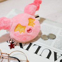 Nouvel arrivage de porte-clés double face avec visage brodé et personnage mignon porte-monnaie en peluche mini sac porte-clés personnalisé pour les cadeaux