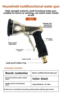<span class=keywords><strong>Pistolet</strong></span> pulvérisateur <span class=keywords><strong>multi</strong></span>-<span class=keywords><strong>jets</strong></span> ergonomique, extrêmement compact, en métal, manuel, 9 modes de pulvérisation, verrouillable, pour usage domestique - Product Image 3