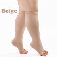 Chaussettes de compression montantes sans couture, respirantes et unies, qualité OEM usine, personnalisées pour infirmières et varices, 15-20 mmHg, 23-32 mmHg