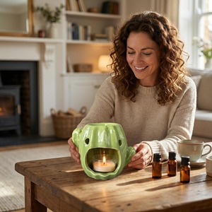 Support de bougie chauffe-plat en céramique creuse 3D en forme de <span class=keywords><strong>cactus</strong></span>, décoration d'ambiance de table sur le thème des plantes et cadeau de pendaison de crémaillère - Product Image 4