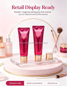 Tubo Cosmético de PE Magenta Personalizado con Tapa Dorada de Rosca para Limpiador Facial y Cuidado de la Piel - Product Image 2