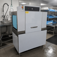 Lave-vaisselle commercial à convoyeur en acier inoxydable, stérilisation à la vapeur haute température, capacité de 500 assiettes/heure pour cuisine